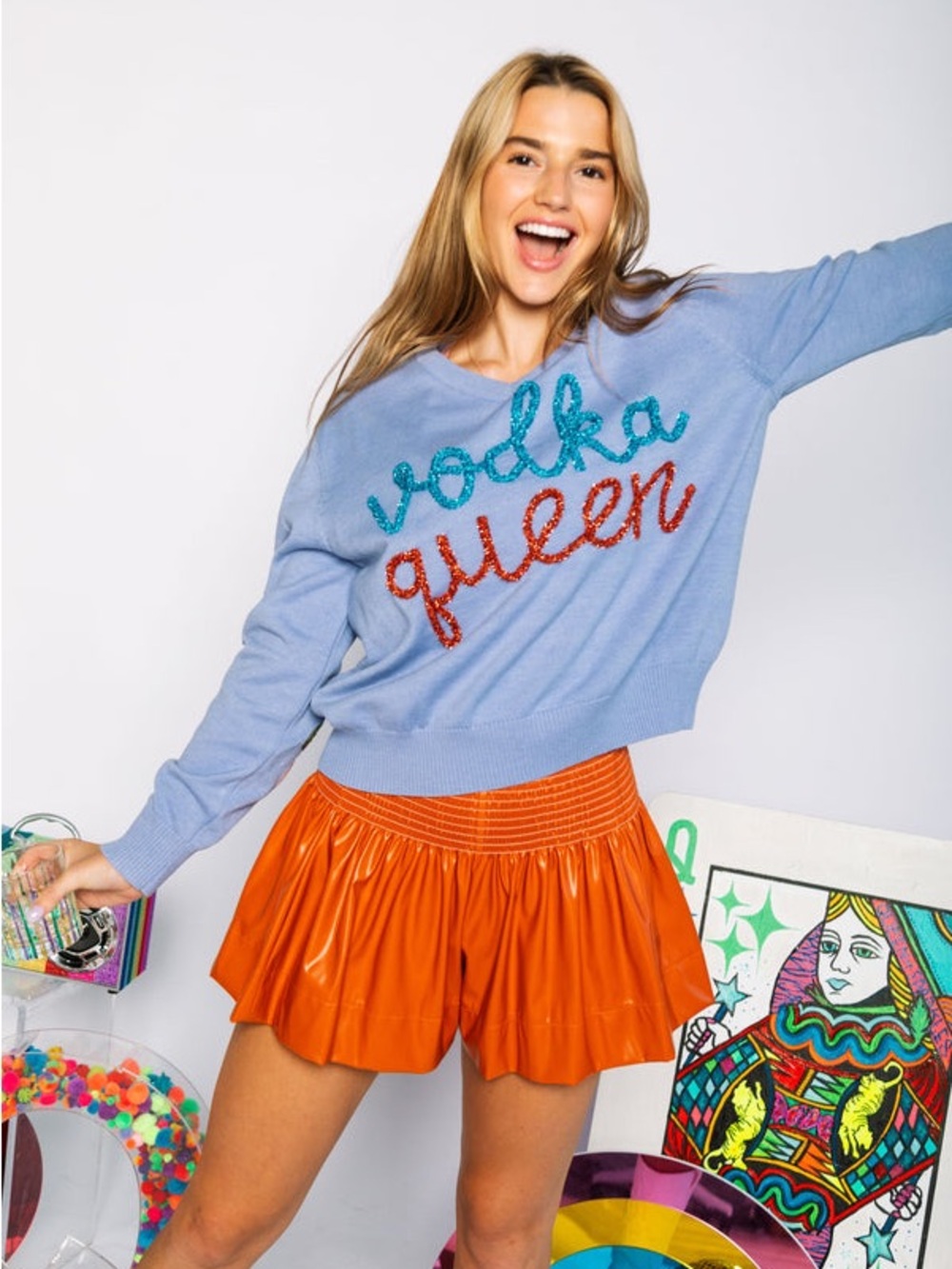 QUEEN OF SPARKLES Light purple 'vodka queen' Sweater w